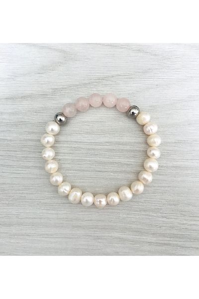 MK tasarım Mk Design Real Pearl Pink Quartz Stone Bracelet - Mkt 2025002001