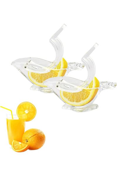 COOYA 2 PCS Lemon Slice Squeezer - Portable Bird Shape - Elegant Transparent Hand Juicer