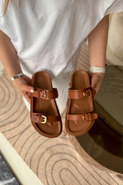 SHOEBELLAS Darrel Tan Double Bias Women's Slippers