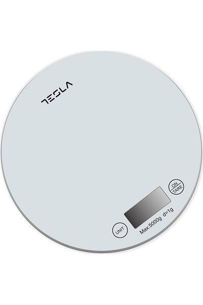 TESLA Cantar de bucatarie Tesla KS200W, 5kg, ecran LCD, functie Tara, Sticla (Alb)