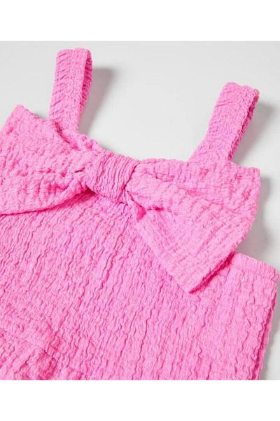 Linoş Kids Girl's Pink Jumpsuit with Bow