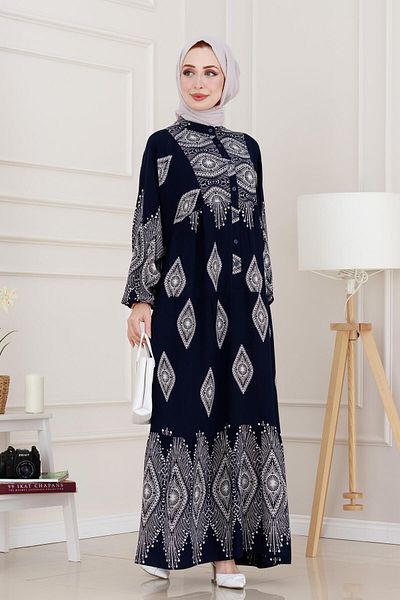 Sevitli Half Buttoned Robe Hira Dress-White
