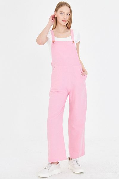 armonika Women's Pink Pocket Wide Leg Gardener Overalls Arm-25Y 001043