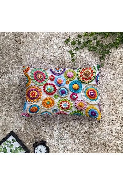 Filamente A Pair of Sided Digital Printing Throw Pillow Cover with Numbers and Knitted Motif