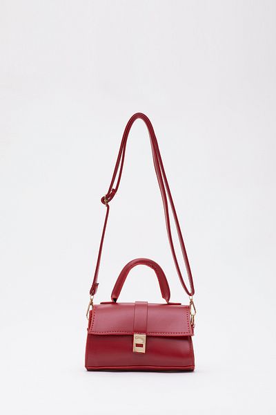 SHAKA Shk109 Model Red Faux Leather Women's Dress - Adjustable Strap, Snap Fastener, Arm and Shoulder Bag