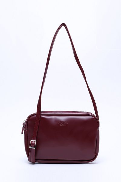 SHAKA Cherry Claret Red U23 Faux Leather, Single Compartment, Zippered, Suede Inner Fabric, Adjustable Strap, Shoulder Bag