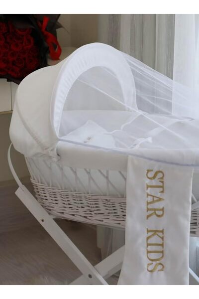 Generic Baby Cradle Moses Basket White with White Rocking Stand