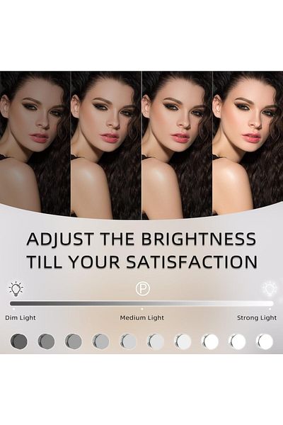 COOYA Smart touch makeup mirror,three-color light,adjustable brightness,equipped with 12 LED bulbs,black
