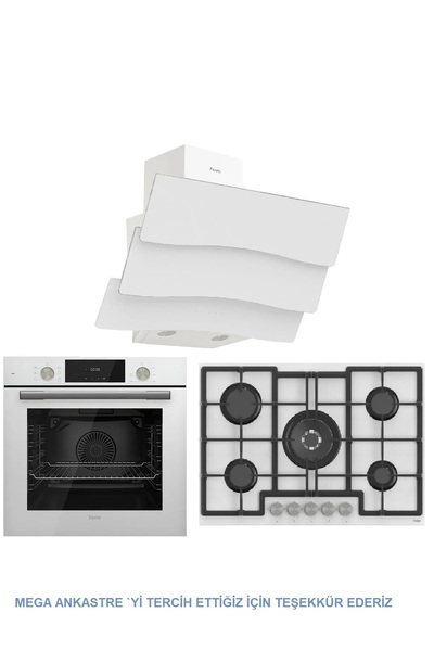 Ferre FerreFlowart Luxury Serisi Beyaz MEGA ANKASTRE Set ( D024 - Ed036 - Qms63cb )