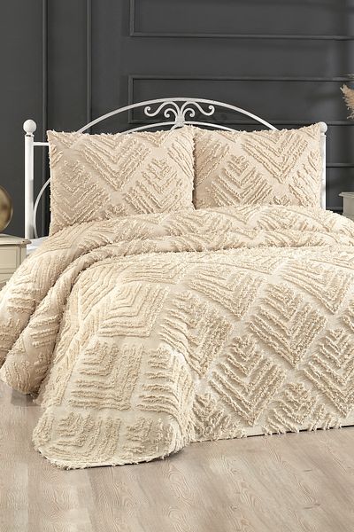 Çeyiz Diyarı Beige Double Pique Set - 3 Piece Pine Dowry Land