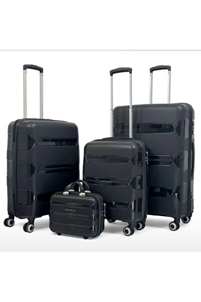 SADDLEBAG Lucas Pp Seyehat Valizi Kırılmaz Bavul Makyaj'lı 4 Lü Set Takım