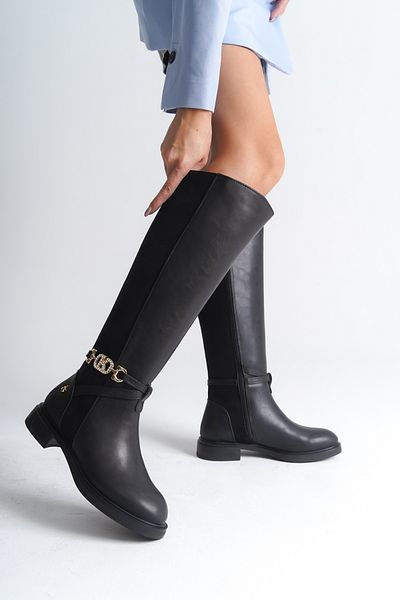 Capone Outfitters Damenstiefel – Steindetaillierte Schnalle, Reiter-Reißverschluss