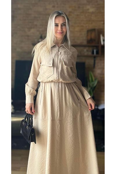 Cardella Καλοκαιρινό Σετ Modal Fabric: Φόρεμα και παλτό Gilet