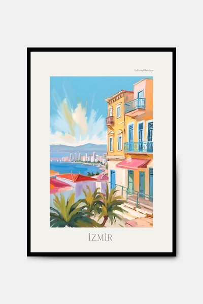PİTAYA İzmir Poster - Çerçevesiz Tasarım Türkiye Poster Yağlı Boya Tablo Şehi...