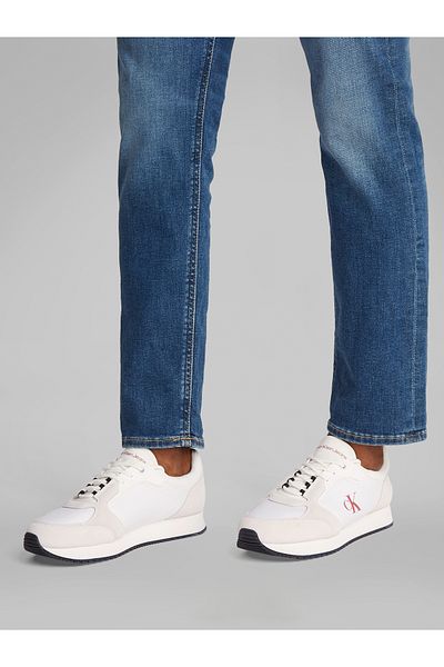 Calvin Klein Calvin Klein Men Bright White/Black/Aragon Low Top Runner Sock Laceup Sneakers
