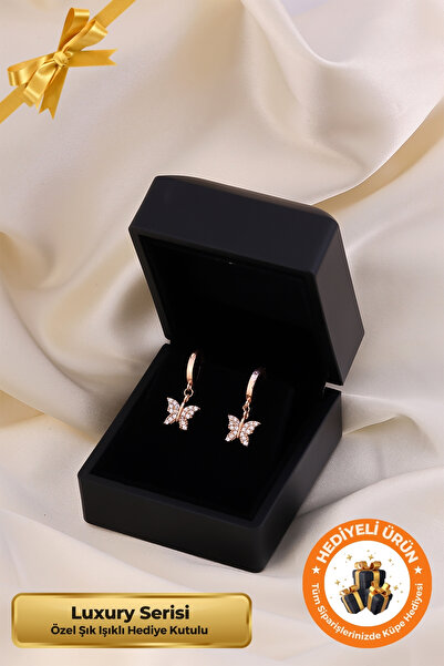 Lucente Jewellery Luxury Serisi Işıklı Hediye Kutulu Beyaz Kelebek 925 Ayar G...