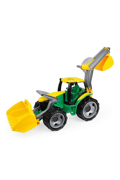 LENA Agricultural toy tractor with 2 functional buckets, Gigant, Lena, yellow and green, 102cm, plastic