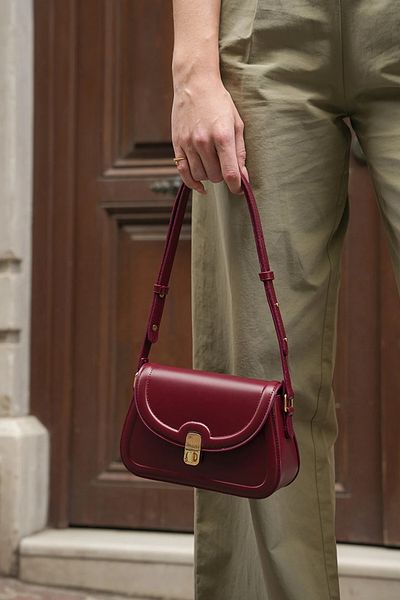Cosy Bag Mother's Day Gift Stylish Faux Leather Gold Buckle Claret Red Detailed Cross Strap Shoulder Bag Cherry Red