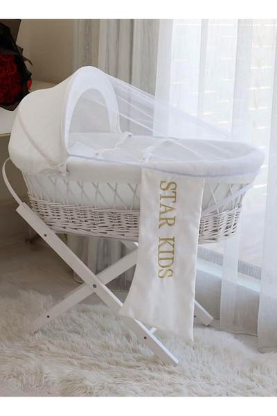 Generic Baby Cradle Moses Basket White with White Rocking Stand