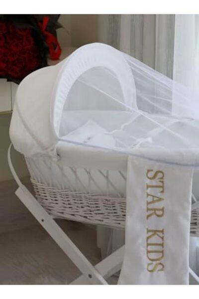 Generic Baby Cradle Moses Basket White with White Rocking Stand