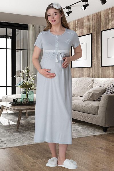 Mecit Pijama Mecit 6012 - Γκρι νυχτικό εγκυμοσύνης