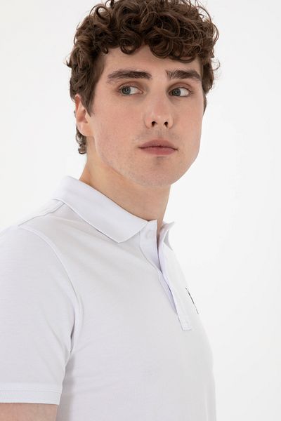 U.S. Polo Assn. Ανδρικό μπλουζάκι με λεπτή εφαρμογή Polo Neck White Basic 50298011-vr013