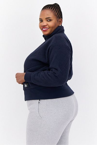 adidas Women Plus Size Long Sleeve Outdoor Jacket, Navy Blue