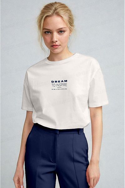 Millionaire Women's Ecru White Inspire Regular Fit Regular Fit T-Shirt