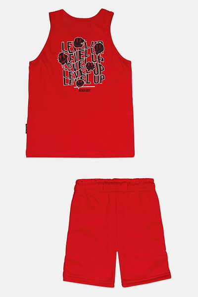 Brooklyn Toddlers Boy 2 Pieces Graphic Print T-shirt And Shorts Set, Red