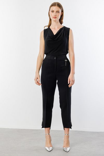 Mi Pret a Porter Mi Buttoned Fabric Trousers with Accessory Detail