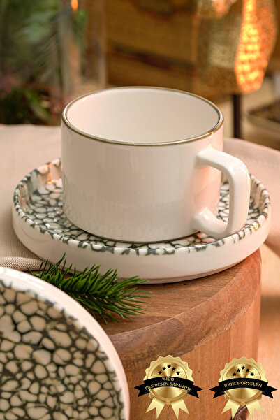 Heda Porselen Doğa 4 Parça 2 Kişilik Porselen Çay Fincan Takımı