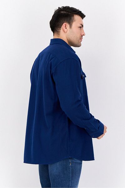 Nautica Men Classic Fit Embroidered Logo Long Sleeve Casual Shirt, Navy