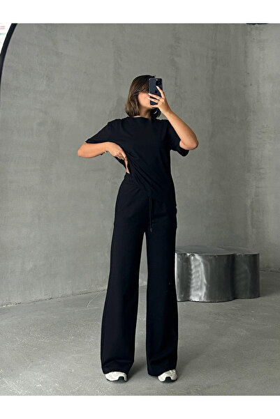 YAKAMEL طقم علوي نسائي مرن من القطن الممشط بخصر عالٍ