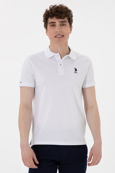 U.S. Polo Assn. Ανδρικό μπλουζάκι με λεπτή εφαρμογή Polo Neck White Basic 50298011-vr013