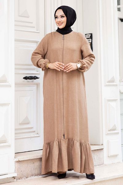 Tesettür Dünyası Φούστα με φούστα και φερμουάρ Hijab Ferace - Mink TSD240517