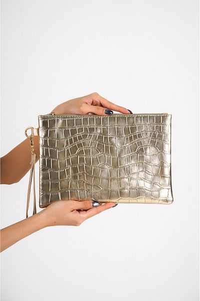 Capone Outfitters Clutch für Damen aus Lackleder mit Kroko-Muster Paris 220