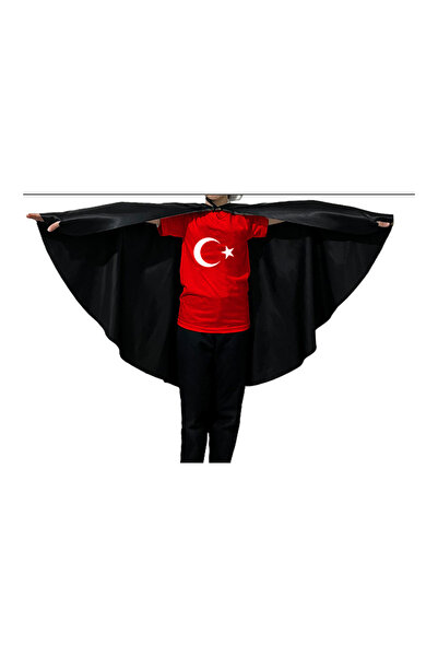 Asyabayrak Siyah Ata Görselli Pelerin Ve Türk Bayraklı T-shirt Seti 29 Ekim G...