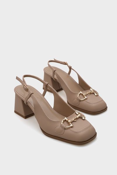 Capone Outfitters Offene Damenschuhe mit stumpfer Zehenpartie und dicker Schnalle mit Absatz