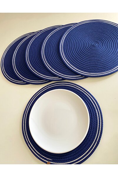 ELÇİÇEK HOME 6’lı Polyester Leke Tutmaz Supla Takımı, Amerikanservis(Lacivert )