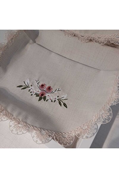 Vinezza Home Collection 3 قطع من عداء الكتان المطرز بالإيتامين