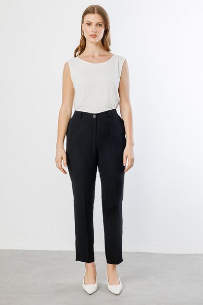 Ekol Crepe Fabric Large Size Trousers