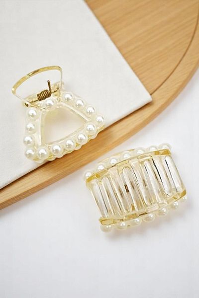 PETEK AKSESUAR 2 Pieces Triangle Small Size Pearl Latch Clasp 3.5 cm