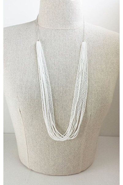 MODAMAYS سلسلة مطرزة بيضاء قلادة المرأة b2460m