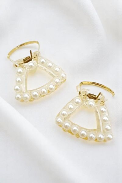 PETEK AKSESUAR 2 Pieces Triangle Small Size Pearl Latch Clasp 3.5 cm