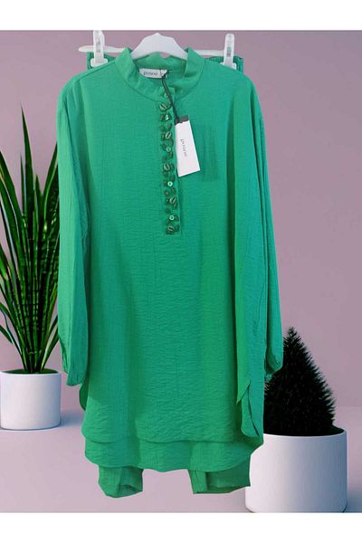 Puane Women's Collar Beaded Trousers Suit 14230