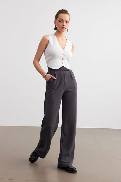 MODAGEN Γυναικείο παντελόνι Palazzo με κλείσιμο με Velcro Anthracite Lycra