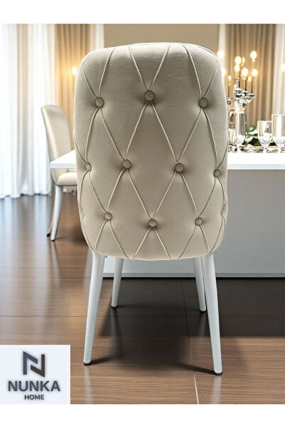 NUNKA HOME Baby Face Kumaş Sandalye Takımı 4 Adet Kolay Temizlenir & Şık Tasarım