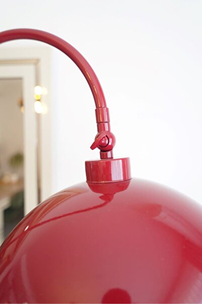 retro home design Bordo Renkli İçi Beyaz Oynar Başlıklı Dekoratif Mantar Lambader Salon yatak Odası