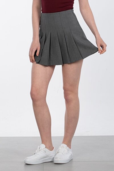 BARRELS AND OIL Mini skirt with pleated shorts - anthracite