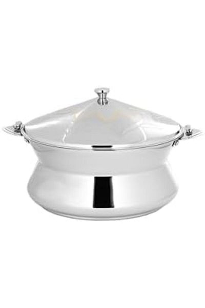 ALSAIF Teamah Hot Pot, S/s With Two Handles, Keeps Food Hot And Fresh For Long Hours, 3500ml, Silver /gold